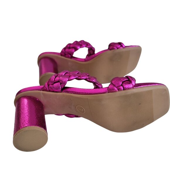 A New Day Women's Braided Basil Heel Mule Sandals Size 7 Metallic Pink block hee - Picture 3 of 9